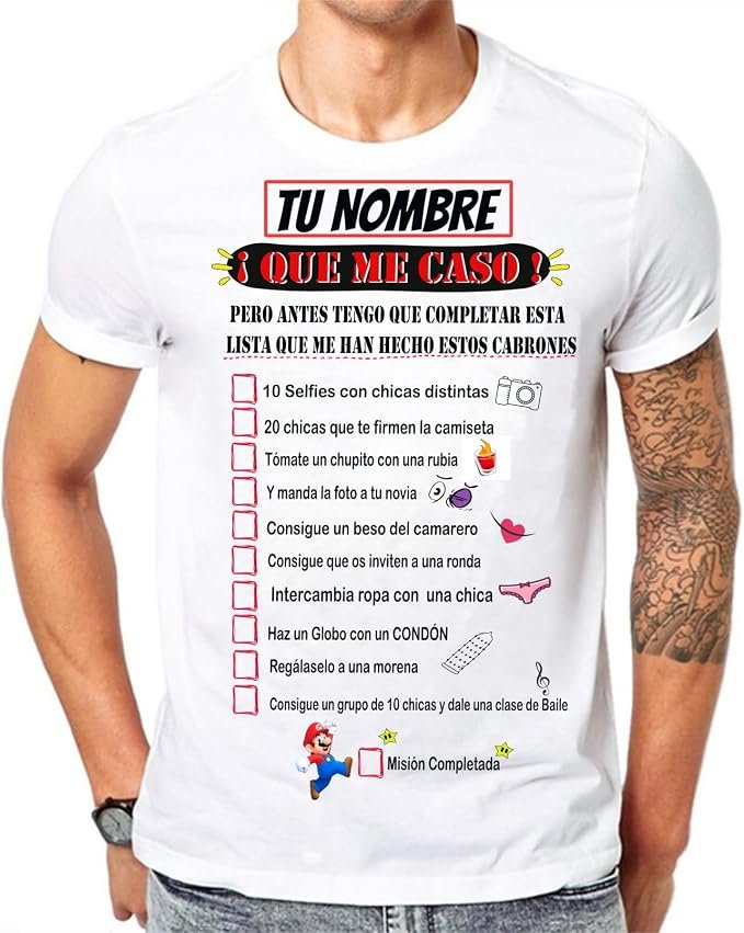 Camiseta de pruebas para el novio durante una despedida de soltero.