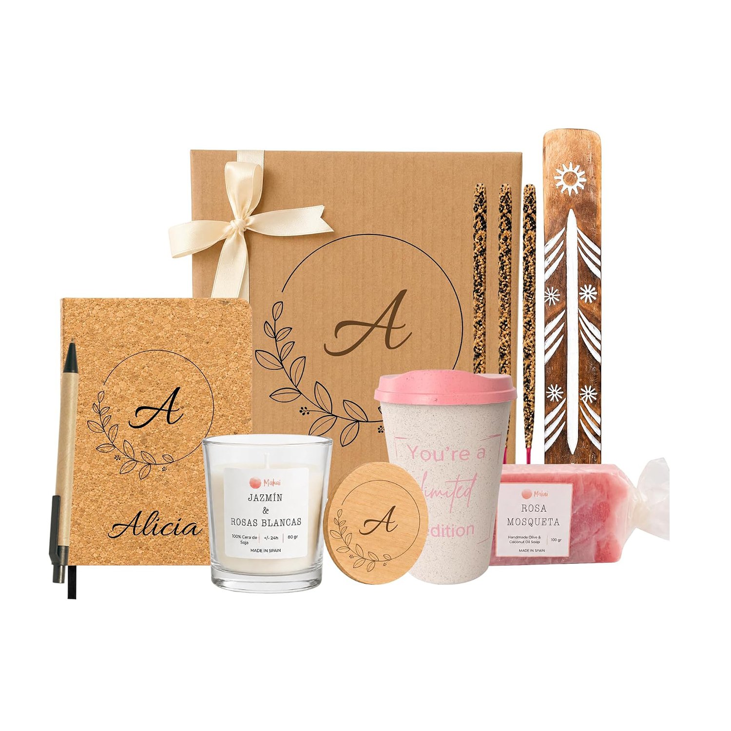 pack personalizado para novias con vela y jabón para despedidas de soltera.