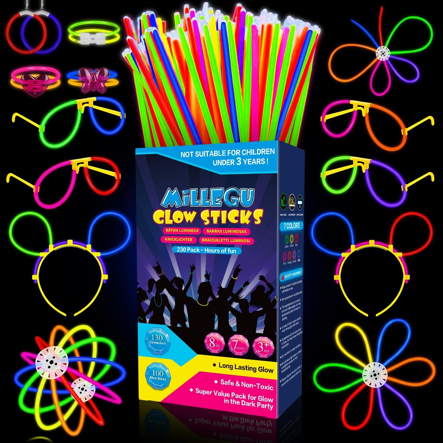 pack de stickers fluorescentes para despedidas